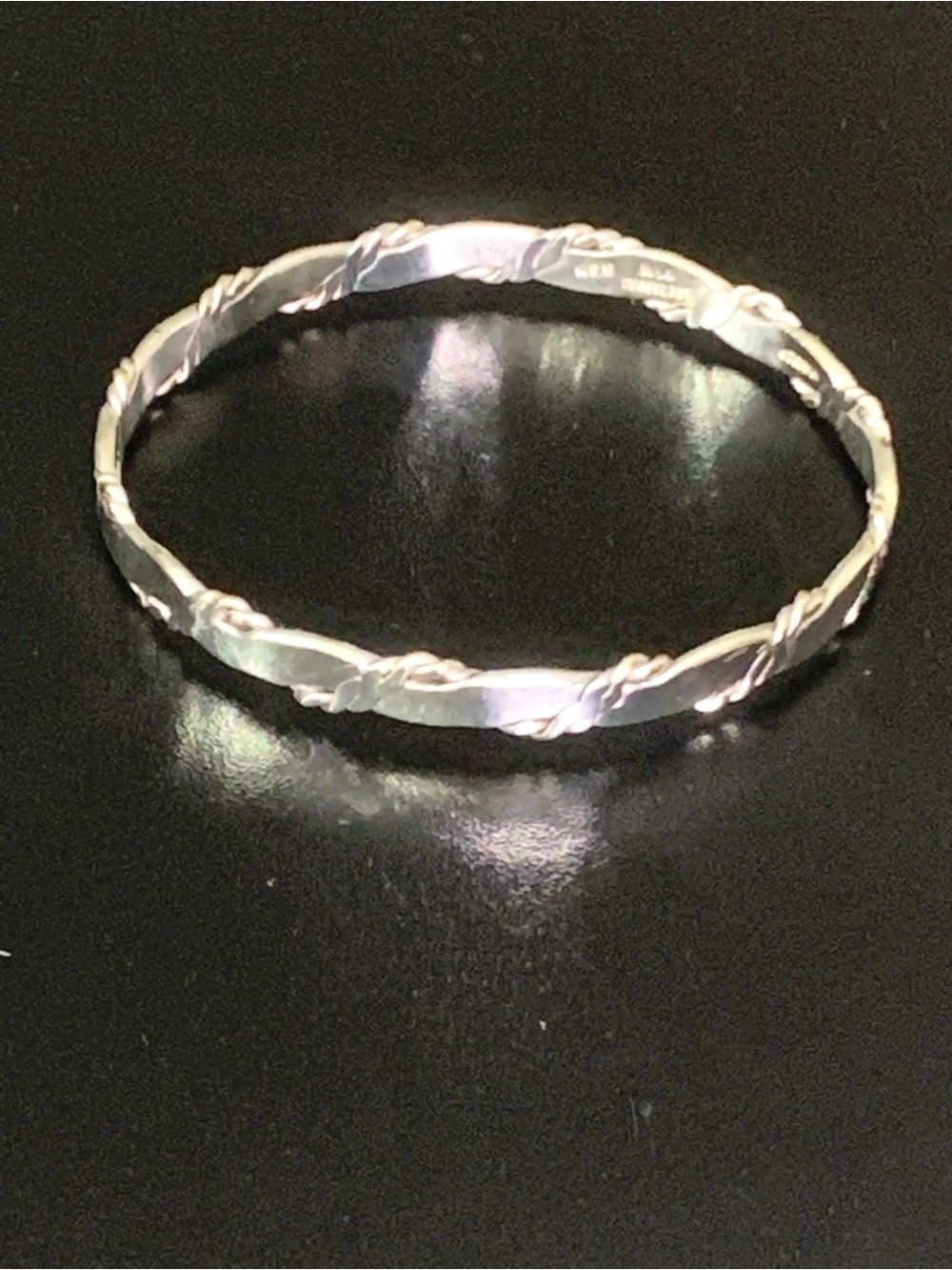 Vintage 1940s Taxco Mexican Sterling Silver Bangle Bracelet Handcrafted Twisted